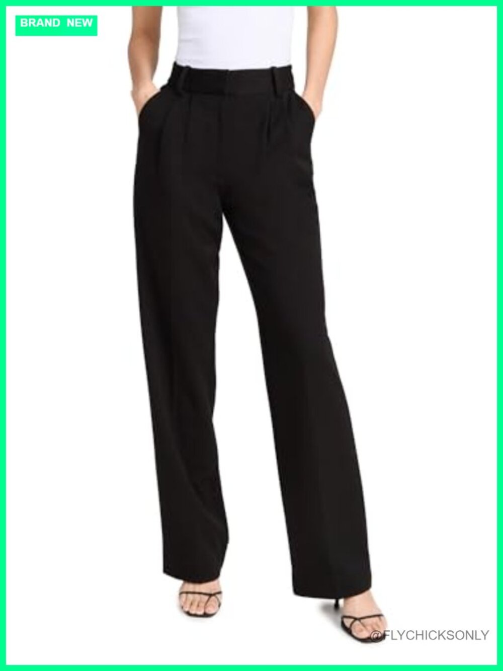 High Rise Wide Leg Palazzo Pants Hook-and-Eye Zip Fly Pleated